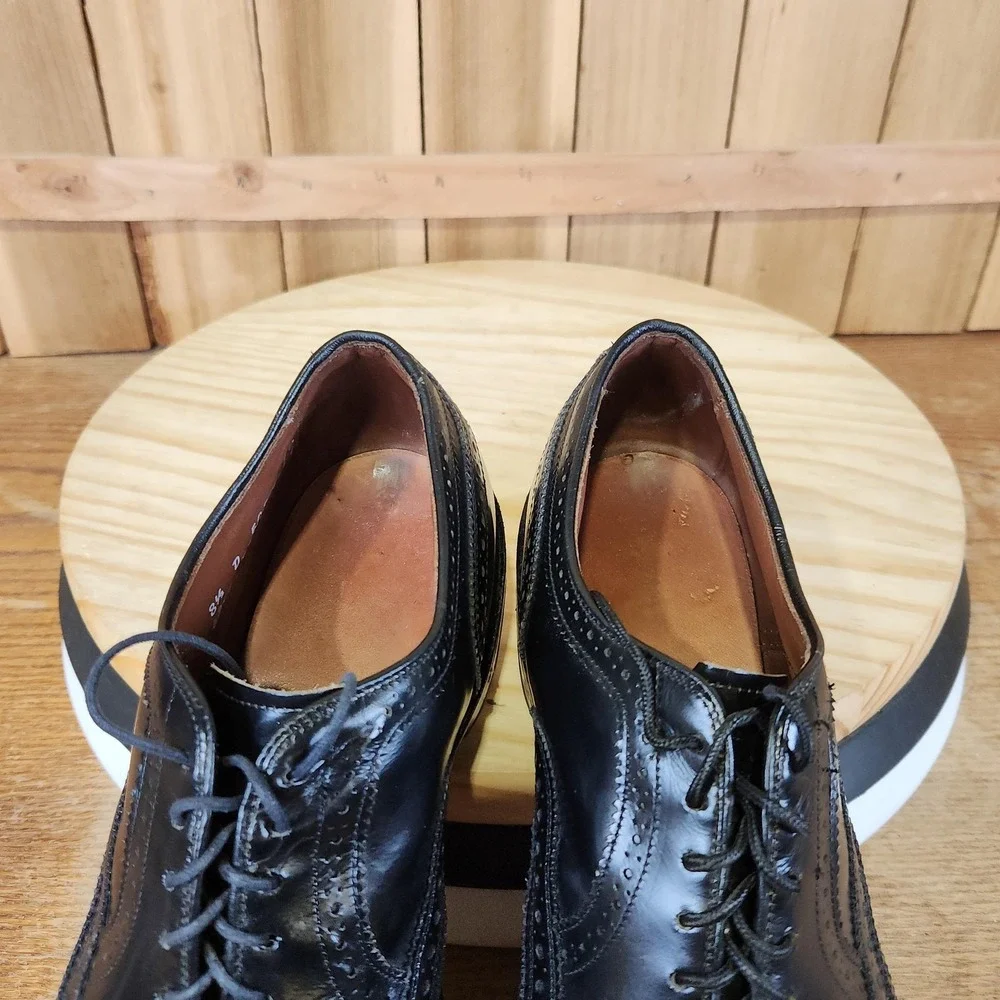 Allen Edmonds McAllister Shoes Mens 8.5‎ D Black Leather Wingtip Oxford USA